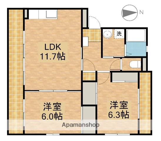 グロース(2LDK/2階)の間取り写真