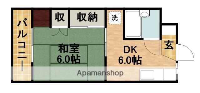 コーポシルクロード(1DK/2階)の間取り写真