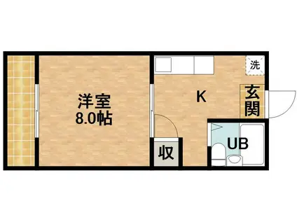 ジュネスコートⅡ(1DK/1階)の間取り写真