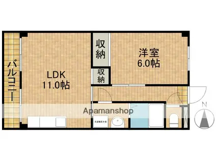 マンション丸山(1LDK/3階)の間取り写真
