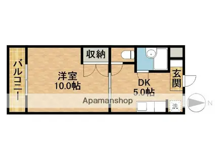 グランピアⅠ(1DK/4階)の間取り写真