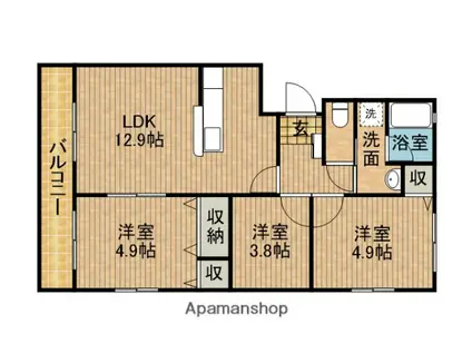 ヴェルデフォーユーⅡ(2LDK/2階)の間取り写真