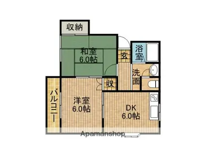 グリーンハイツ大紀(2DK/2階)の間取り写真