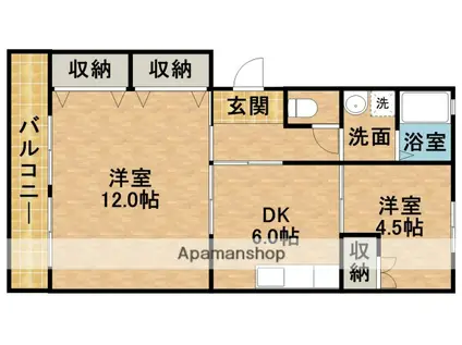 マンションエスポワール(2DK/3階)の間取り写真