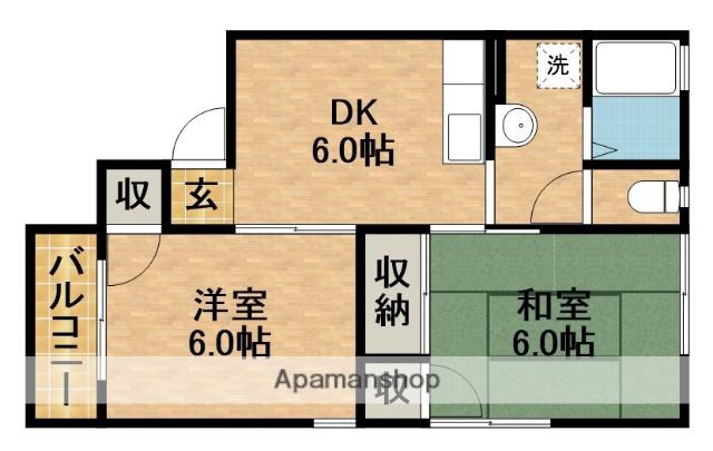 セジュールエムB(2DK/1階)の間取り写真