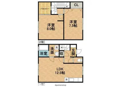 ハイツリー初生(2LDK)の間取り写真