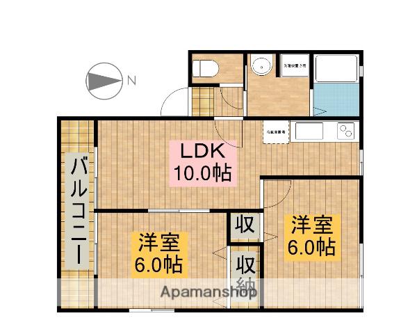キアーロⅠ(2LDK/1階)の間取り写真