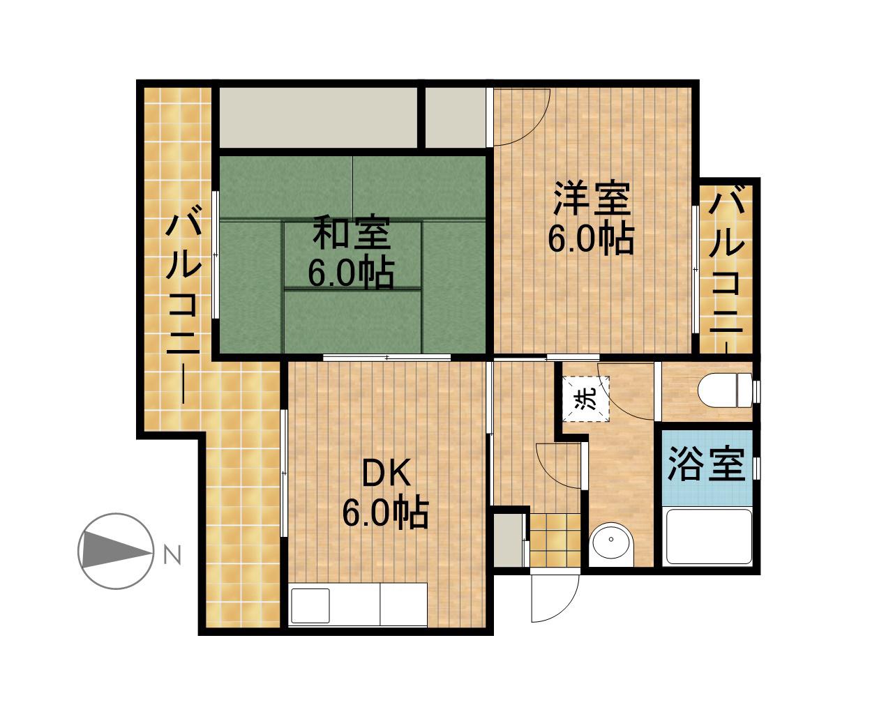マンションKM-1(2DK/1階)の間取り写真