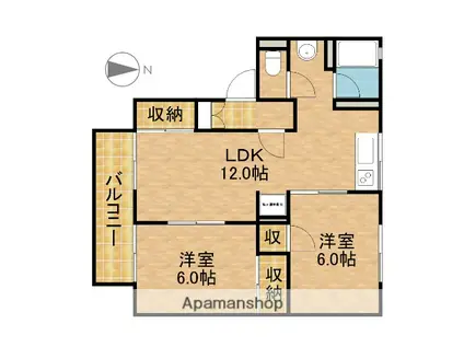 セジュールⅠ(2LDK/2階)の間取り写真