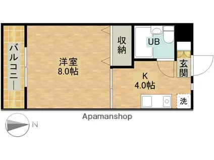 ココスⅠ(1K/2階)の間取り写真