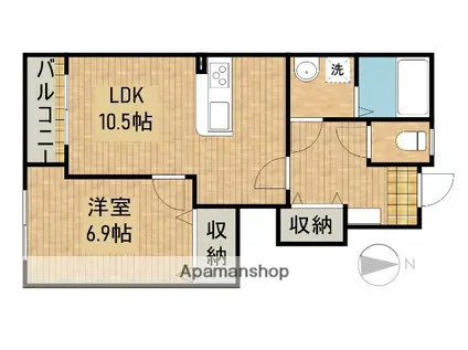 ヒバリーヒルズ(1LDK/1階)の間取り写真