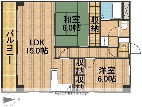 グレース蜆塚(2LDK/4階)の間取り写真