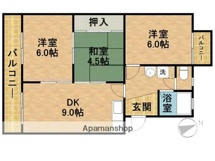 レジデンスひまわり(3DK/3階)の間取り写真