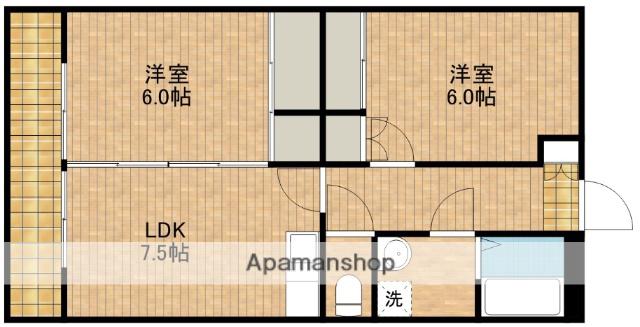 ノースハウス(2DK/2階)の間取り写真