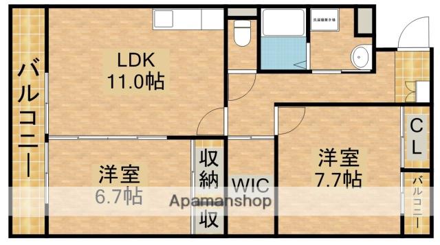 ガーデンロゼ弁天(2LDK/1階)の間取り写真