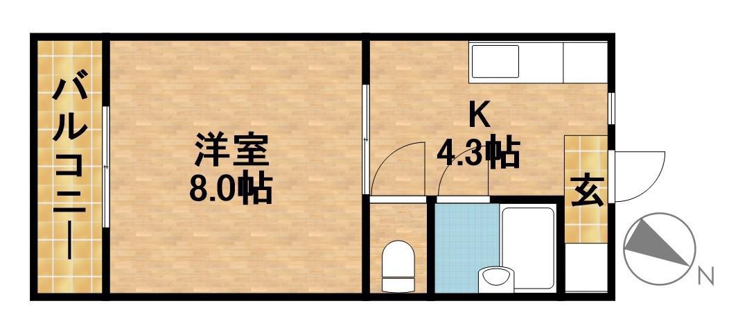 クレイドル(1K/2階)の間取り写真
