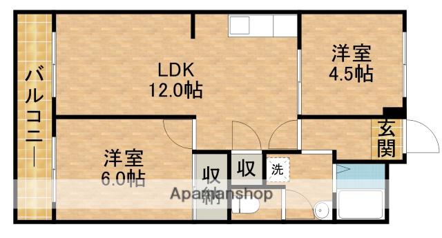 シャトレー天王(2LDK/4階)の間取り写真