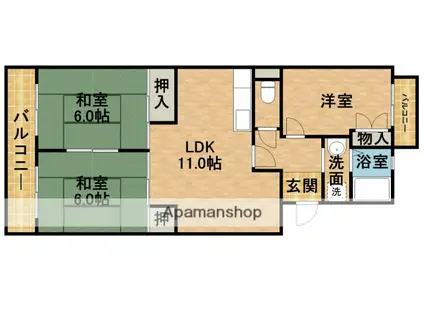 グランドパレス(3LDK/3階)の間取り写真