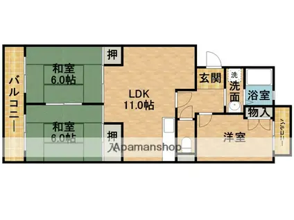 グランドパレス(3LDK/3階)の間取り写真