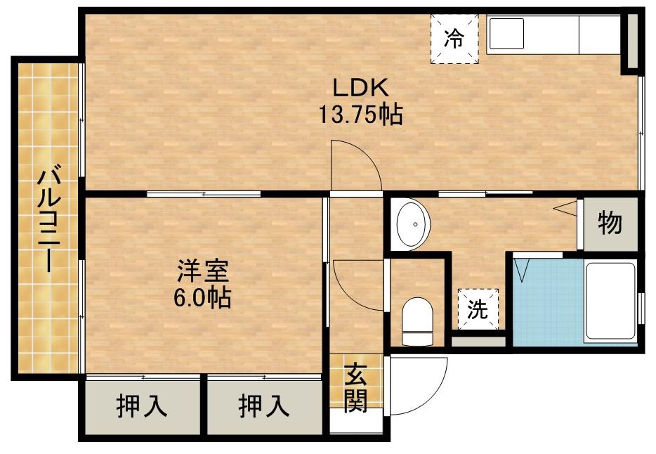メルベーユA(1LDK/2階)の間取り写真