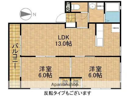 JOYTOWN城山D(2LDK/1階)の間取り写真