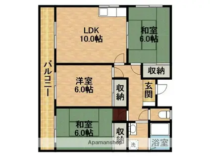 ライムリゾート八坂Ⅱ(3LDK/2階)の間取り写真