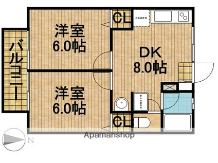 水野ハイツ(2DK/3階)の間取り写真