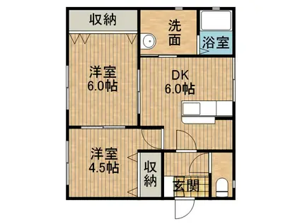 タウニィ JUN Ⅱ(2DK/2階)の間取り写真