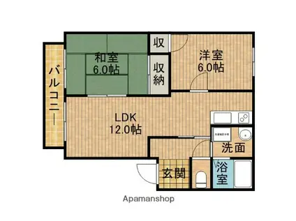 フレグランスマツウラ(2LDK/2階)の間取り写真