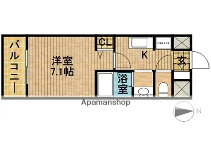 IS常盤(1K/1階)の間取り写真