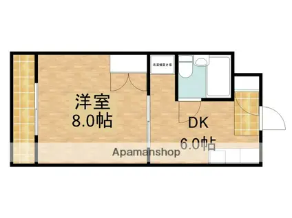 ミーテルーチェ坪井(1DK/3階)の間取り写真