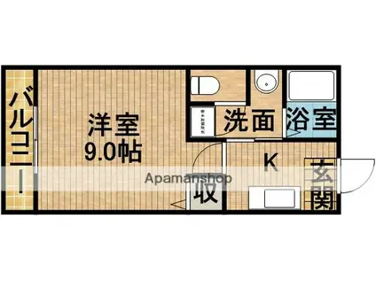 キャッスルウエストⅡ(1K/2階)の間取り写真