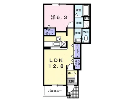 サニースクエアⅡ(1LDK/1階)の間取り写真