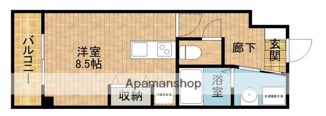 第2我心ヶ丘マンション(ワンルーム/3階)の間取り写真