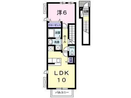 ニューエクレールA(1LDK/2階)の間取り写真