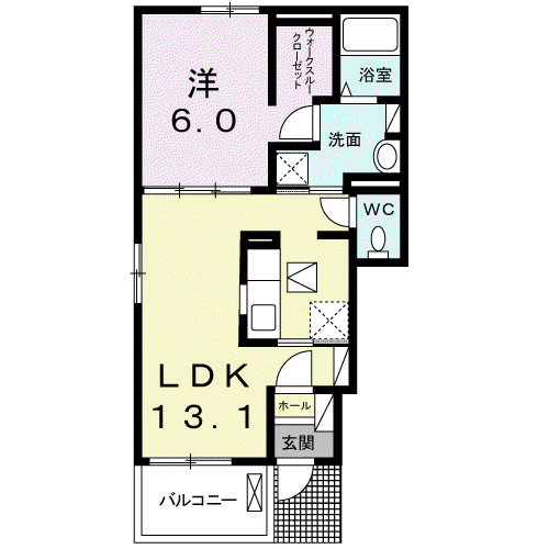 サンライズⅡ(1LDK/1階)の間取り写真