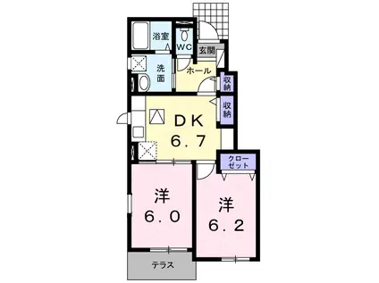 メゾン ブランシュ(2DK/1階)の間取り写真