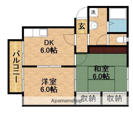ハピネスM(2DK/2階)の間取り写真