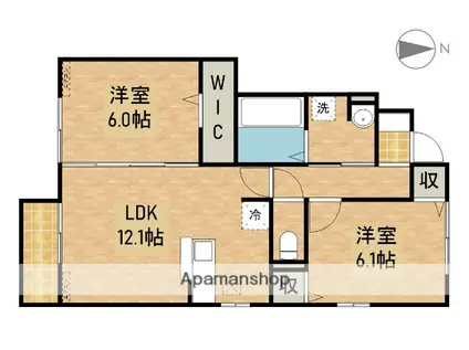 コンフィアンスーフェールD(2LDK/1階)の間取り写真