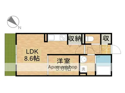 グランボアB(1LDK/1階)の間取り写真