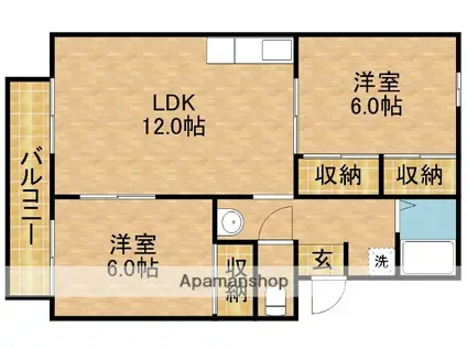ラピスラズリ(2LDK/1階)の間取り写真