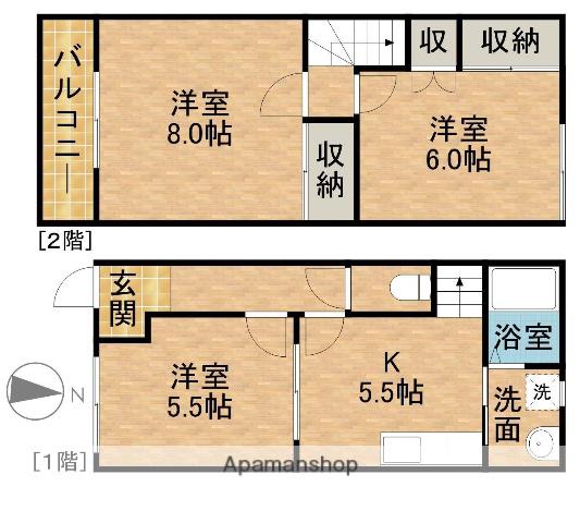 テラスハウス滝(3K)の間取り写真
