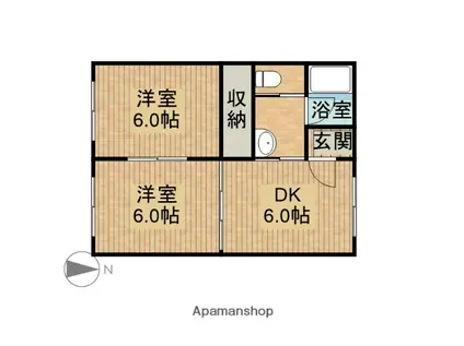 サンライズ小池(2DK/1階)の間取り写真