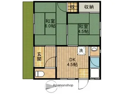 遠州鉄道 上島駅 徒歩16分 1階建 築52年(2DK)の間取り写真