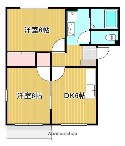 コーポ下石田Ⅱ(2DK/2階)の間取り写真