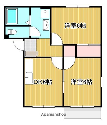 コーポ下石田Ⅱ(2DK/2階)の間取り写真