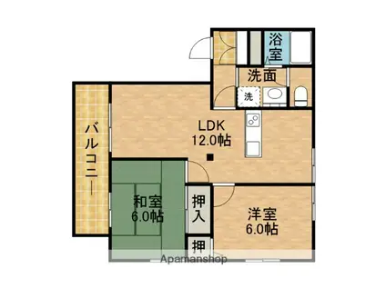 中根マンションB(2LDK/2階)の間取り写真