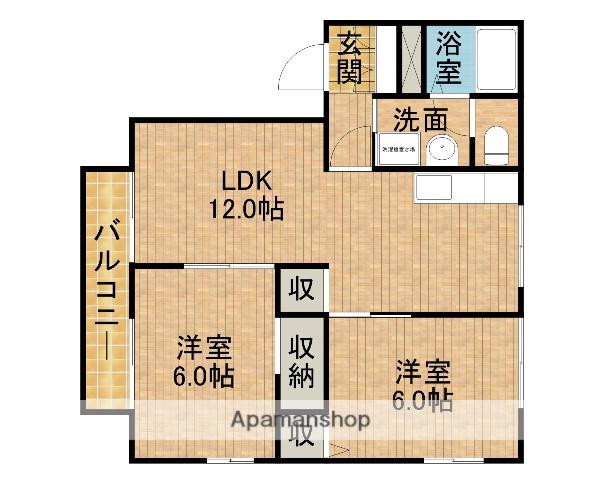 中根マンションB(2LDK/2階)の間取り写真