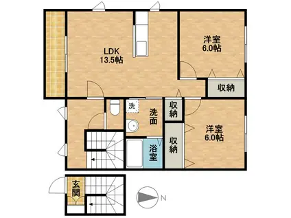 エスポーアメゾン(2LDK/2階)の間取り写真