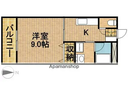 ヴィラ東田町(1K/2階)の間取り写真